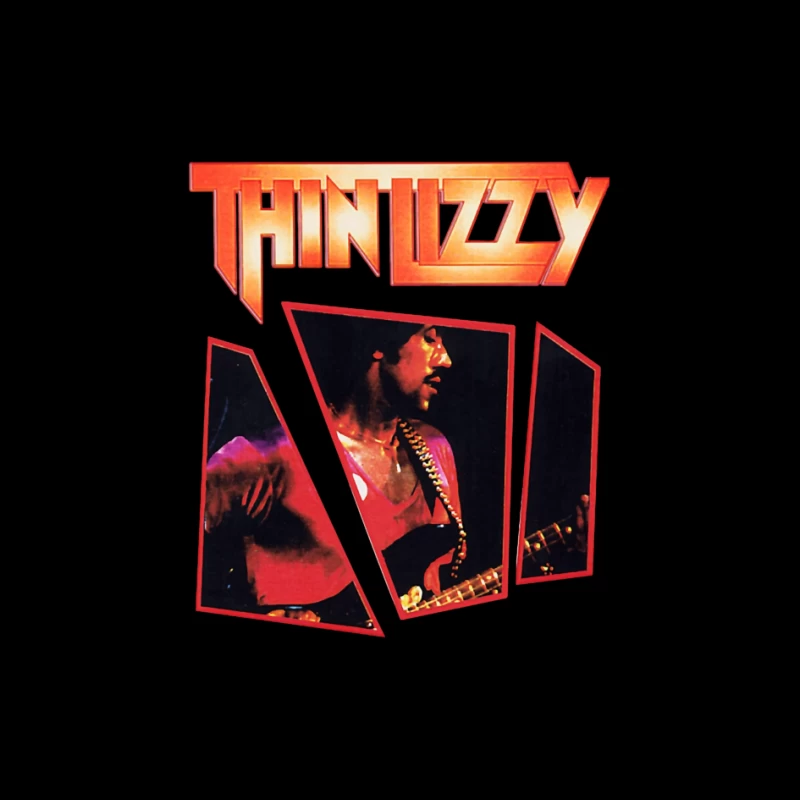 Thin Lizzy Vintage Concert Album Art with Red Typography Pin