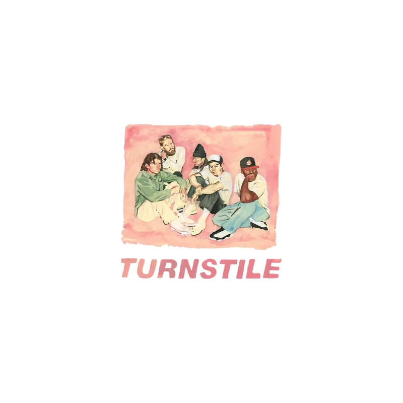 Watercolor Portrait of Hip Hop Group "Turnstile" Desk Mat