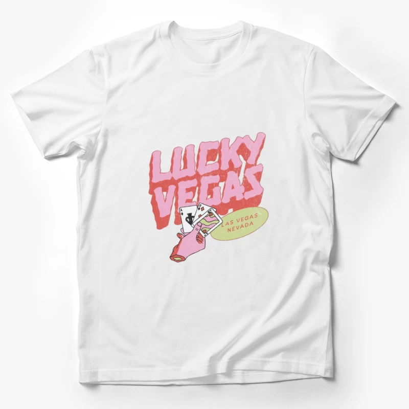 Glückliches Vegas-Design mit Karten und Schriftzug Herren T-Shirt