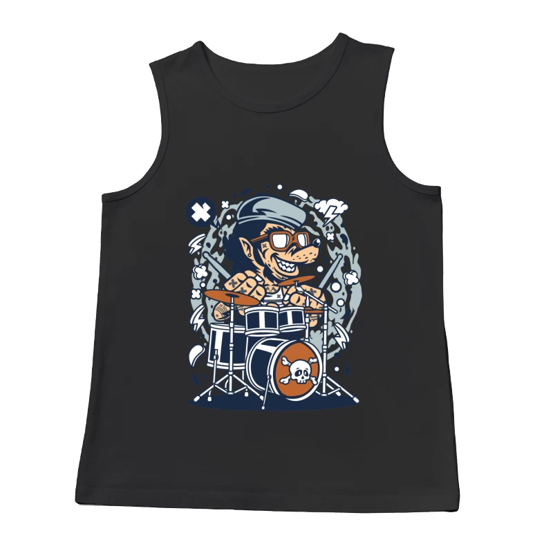 Batteur rock cartoon avec lunettes Homme Débardeur