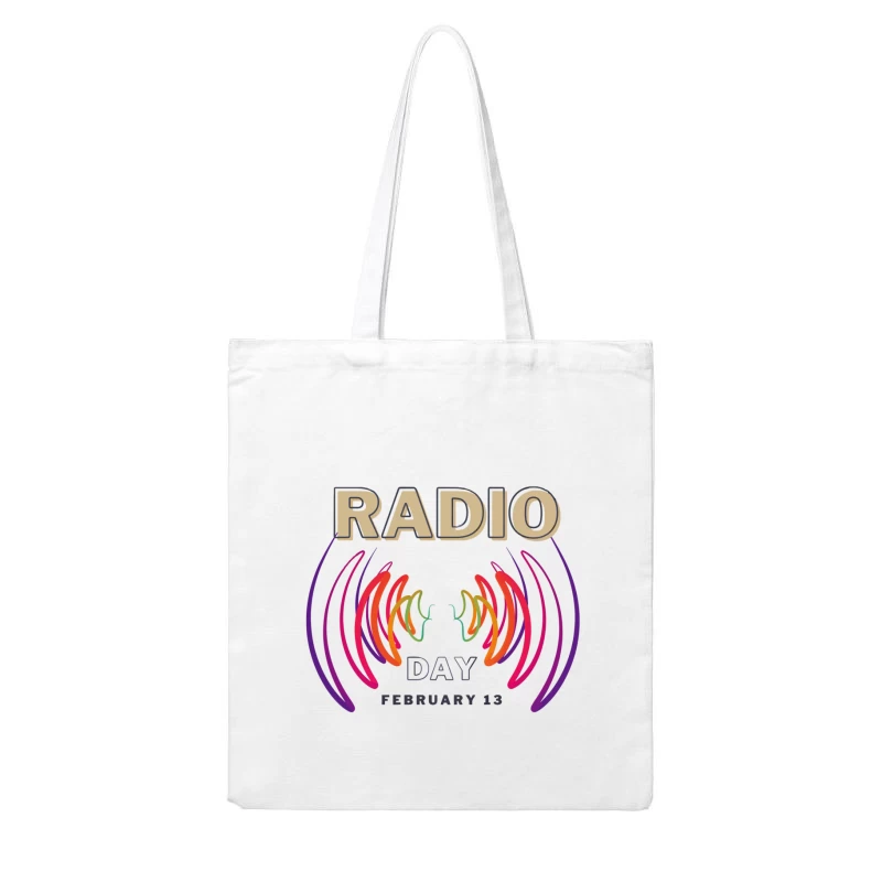 Radio Day – Vibrant Soundwave Celebration Cotton Tote Bag