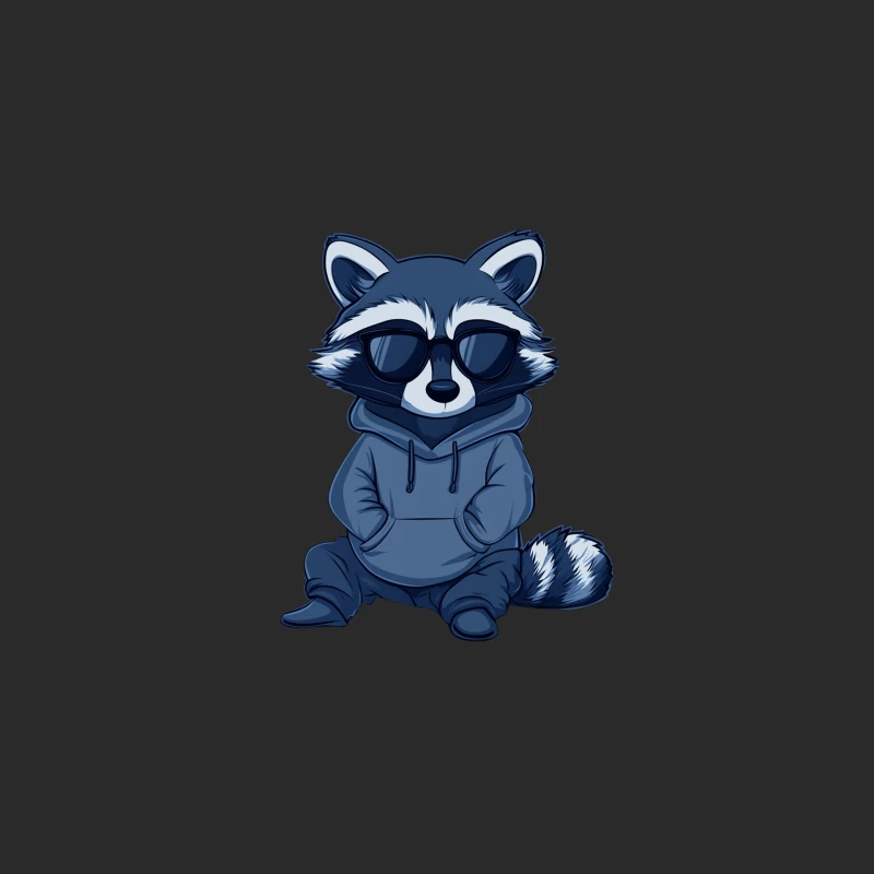 Cool Cartoon Raccoon in Sunglasses and Hoodie Baseball Cap