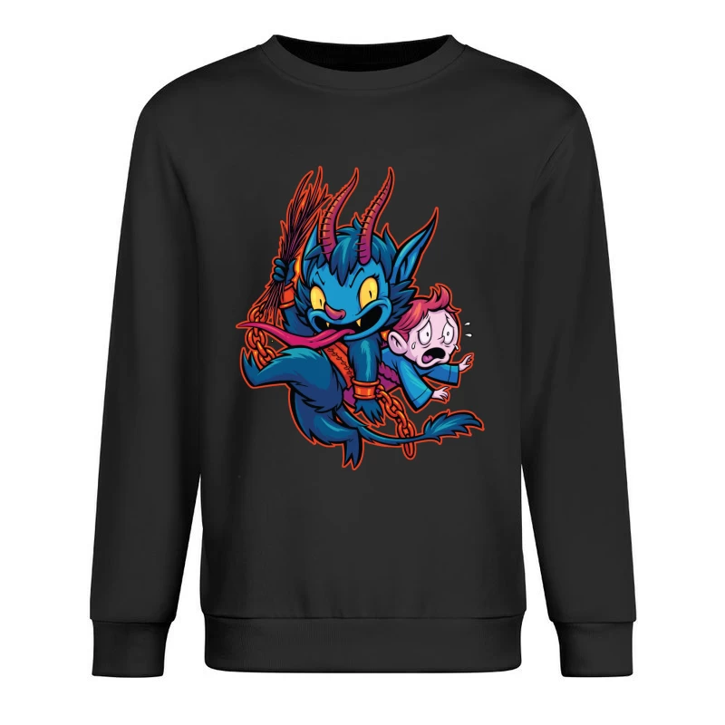 Playful Demon with a Child Male Pullover Sweatshirt