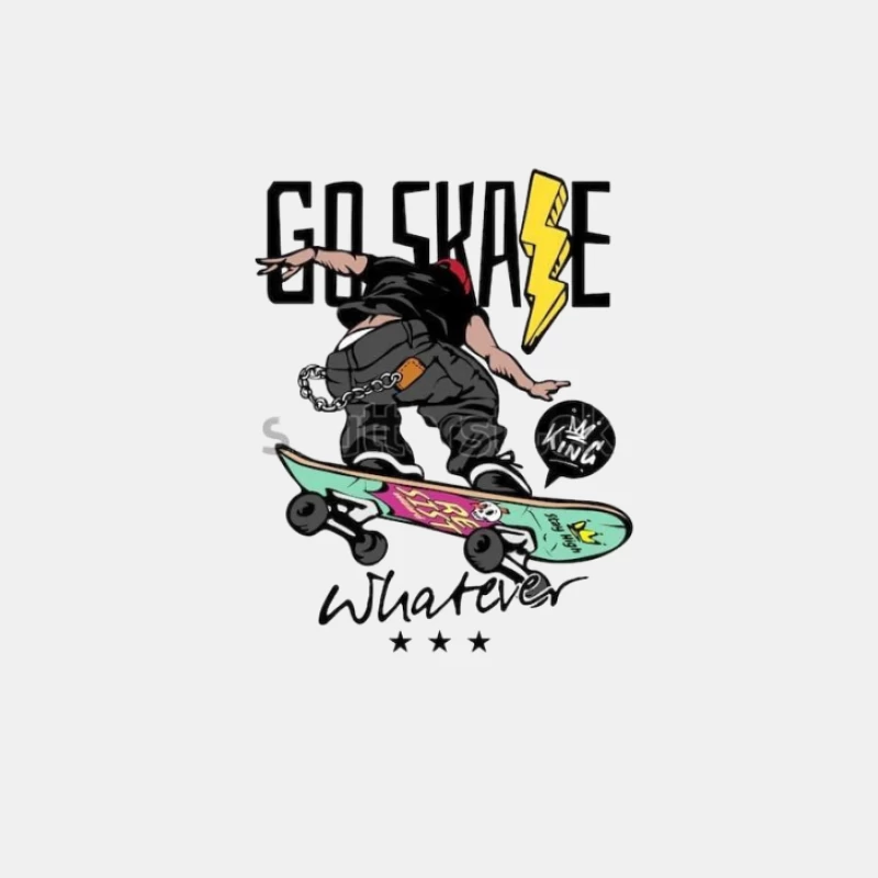 Skater in Aktion mit Blitz und Totenschädel-Design Herren Tanktops