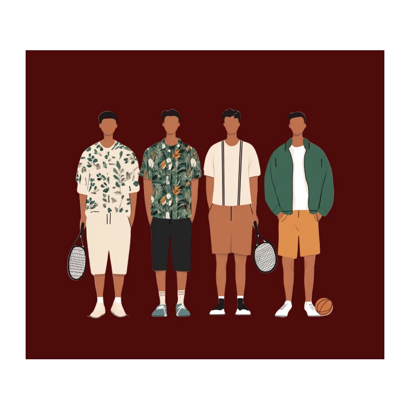 Stylish Summer Men's Fashion with Tropical Vibes and Sports Accessories Tapestry