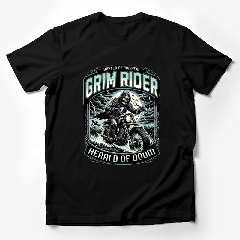 Grimmiger Reiter auf einer Motorradfahrt Herren T-Shirt