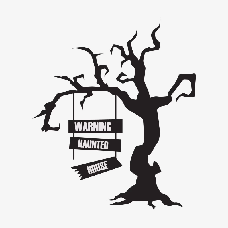 Arbre Sinistre avec Avertissement de Maison Hantée Homme Sweat-shirt à enfiler