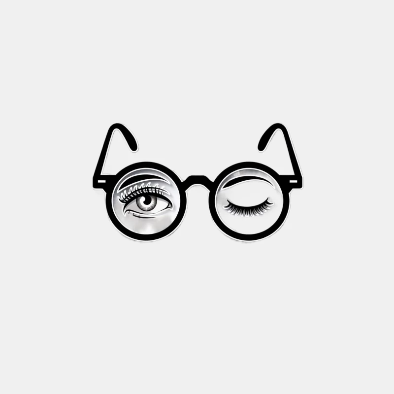 Optical Illusion Glasses with Winking Eye Design Male Tank Top