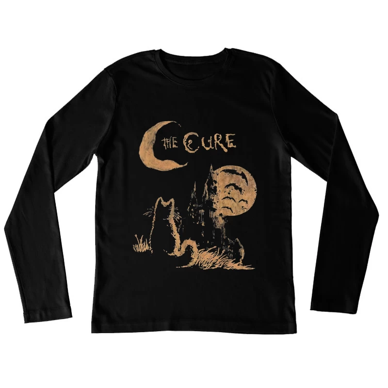 The Cure Gothic Band Logo with Moonlit Ghost Female Long Sleeve T-Shirt