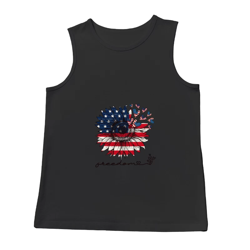 Freiheit Sonnenblume mit amerikanischer Flagge Herren Tanktops