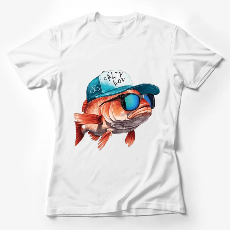 Lustiger Fisch mit Sonnenbrille und Kappe Damen T-Shirt