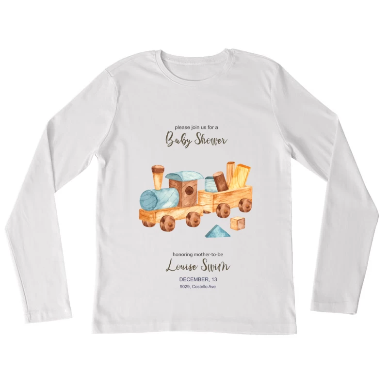 Holzspielzeug Baby Shower Einladung Damen Langarm T-Shirt