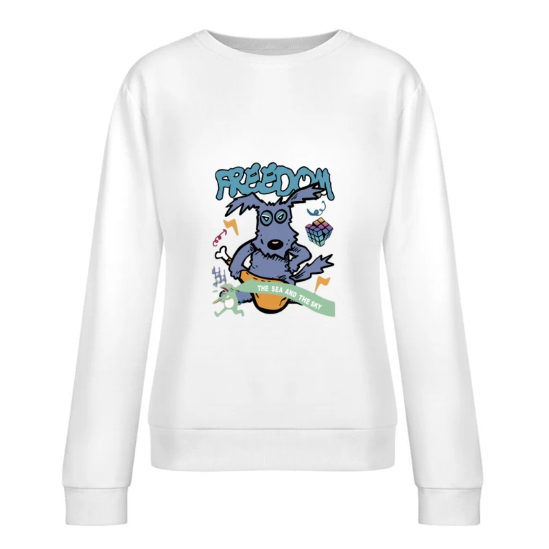 Liberté, Chien, Mer et Ciel Femme Sweat-shirt à enfiler
