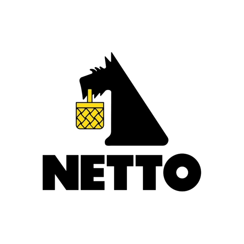 Netto Supermarket Logo with Black Dog and Yellow Basket Mouse Pad