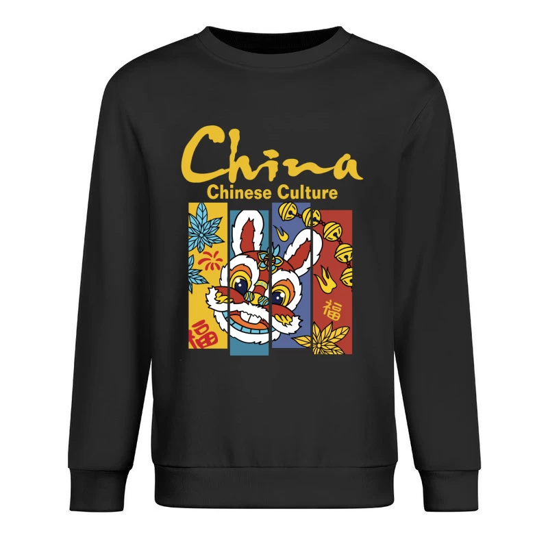 Chinesische Kultur mit Löwenkopf Herren Pullover Sweatshirt