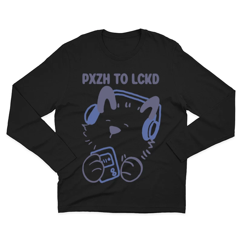 Niedliches Tier mit Kopfhörern Herren Langarm T-Shirt