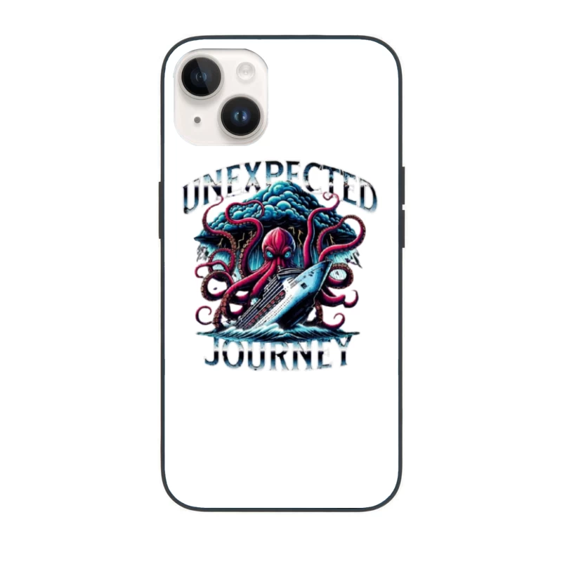 Giant Octopus Attacking Cruise Ship Artistic Illustration iPhone Case