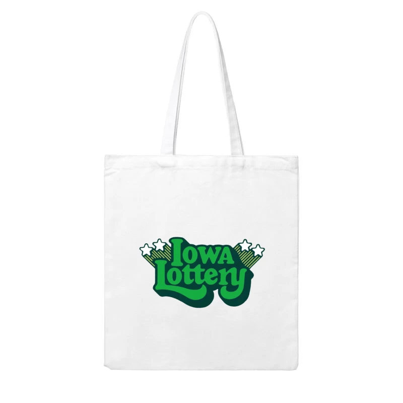 Vintage-Style Iowa Lottery Green Logo with Stars Cotton Tote Bag