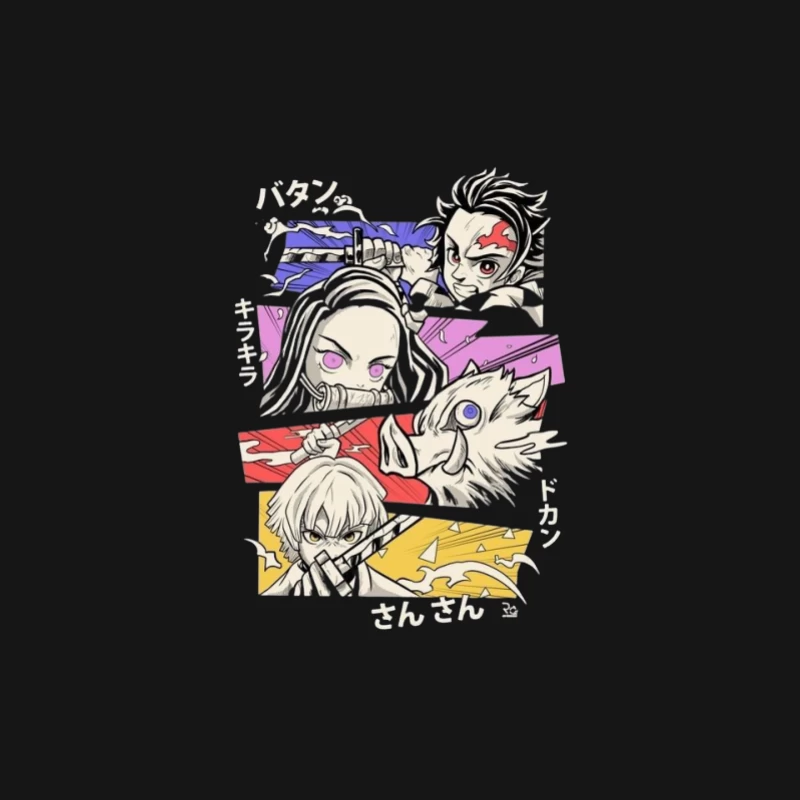 Charaktere aus einem Anime in farbenfroher Darstellung Damen Langarm T-Shirt