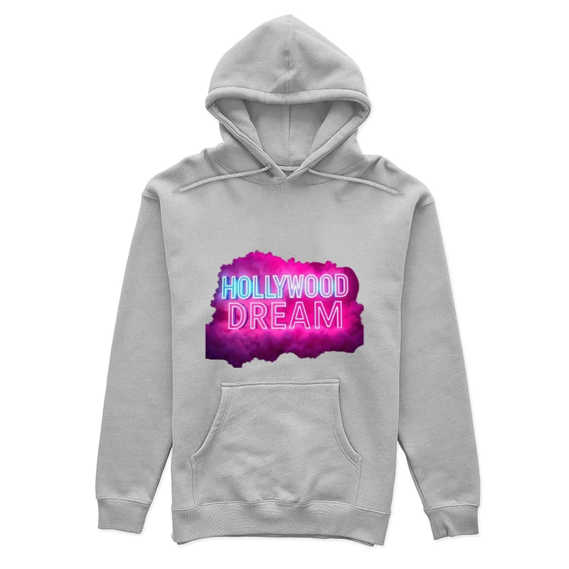 Neon Hollywood Dream Sign with Pink Cloud Background Female Pullover Hoodie