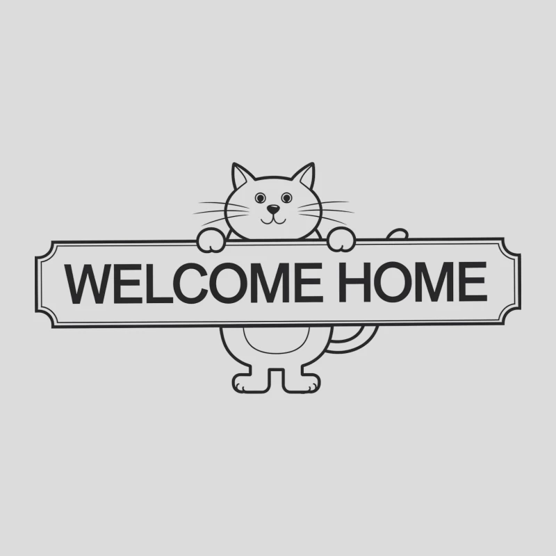 Cute Cartoon Cat Holding Welcome Home Sign Baseball Cap