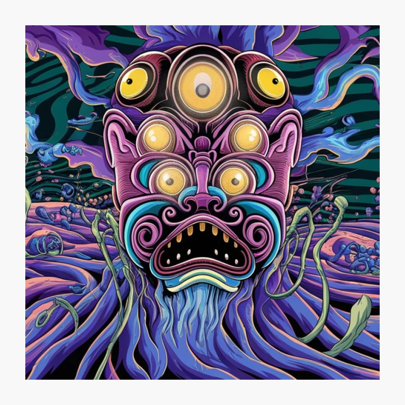 Psychedelic Monster in a Surreal Colorful Fantasy Pin