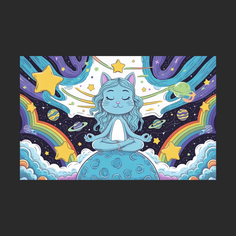 Cosmic Cat's Galactic Meditation Adventure Baseball Cap