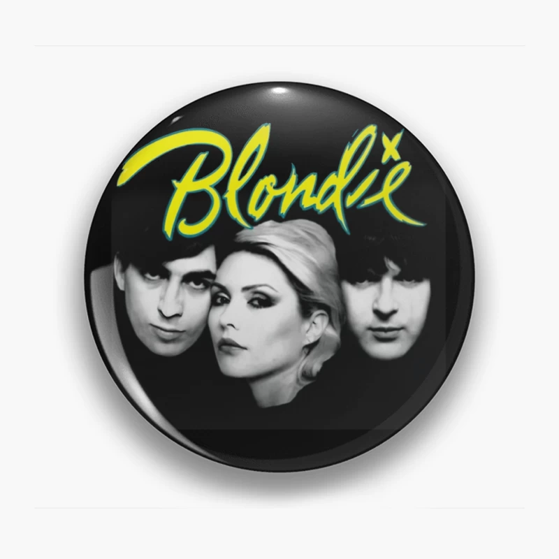 Iconic Black and White Portrait of New Wave Band Blondie Pin