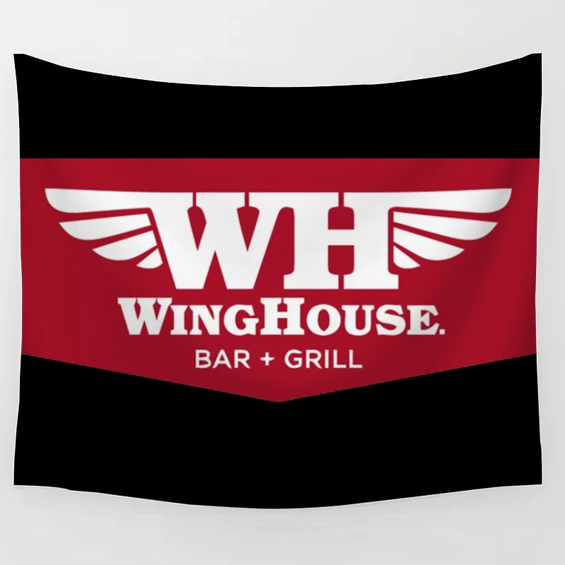 WingHouse Bar & Grill Restaurant Logo with Wings Design Tapestry