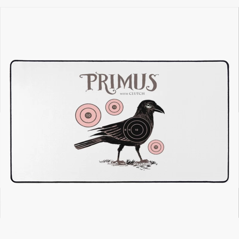 Vintage-Style Primus Concert Poster with Crow and Target Designs Desk Mat