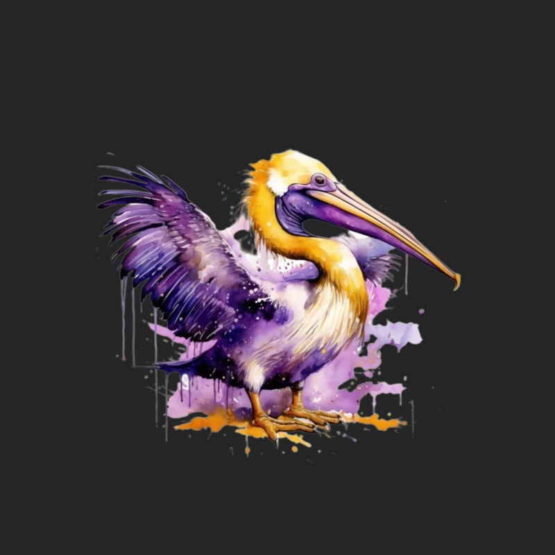 Colorful Watercolor Illustration of a Pelican Male Pullover Sweatshirt