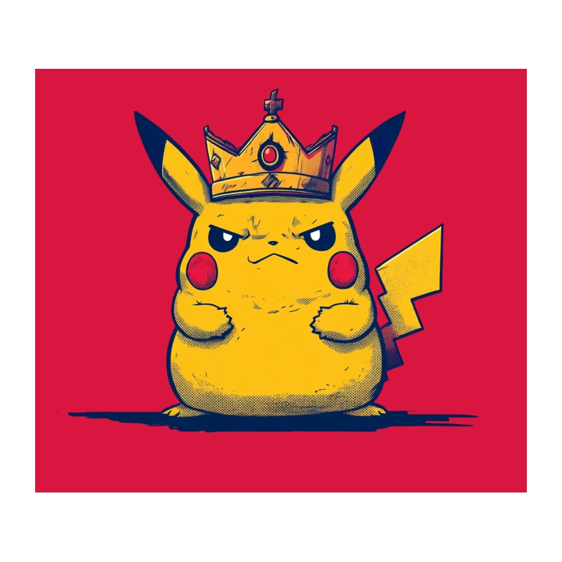 Angry Crowned Pikachu Illustration Tapestry