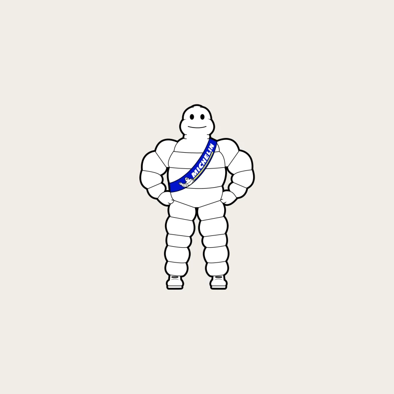 Michelin Man Corporate Mascot Character in White and Blue Bucket Hat