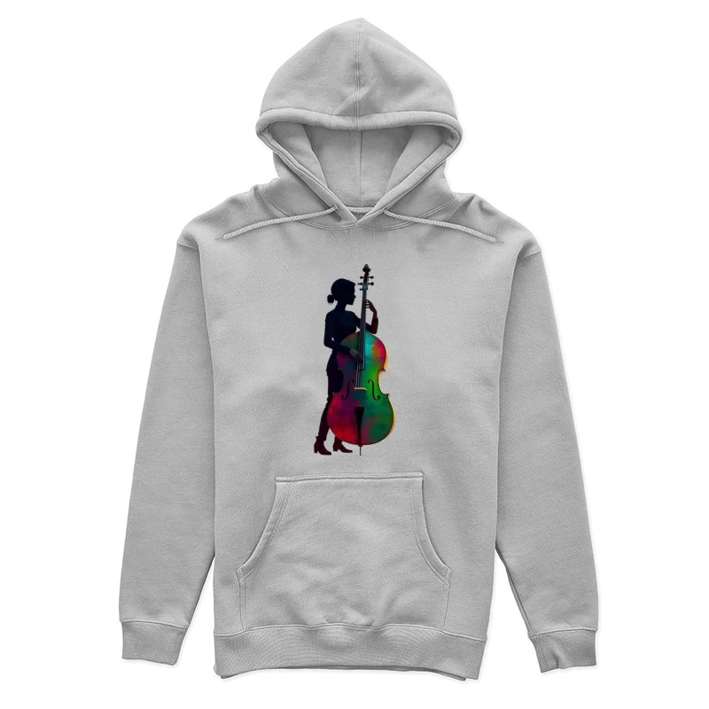 Colorful Silhouette of a Woman with a Cello Female Pullover Hoodie