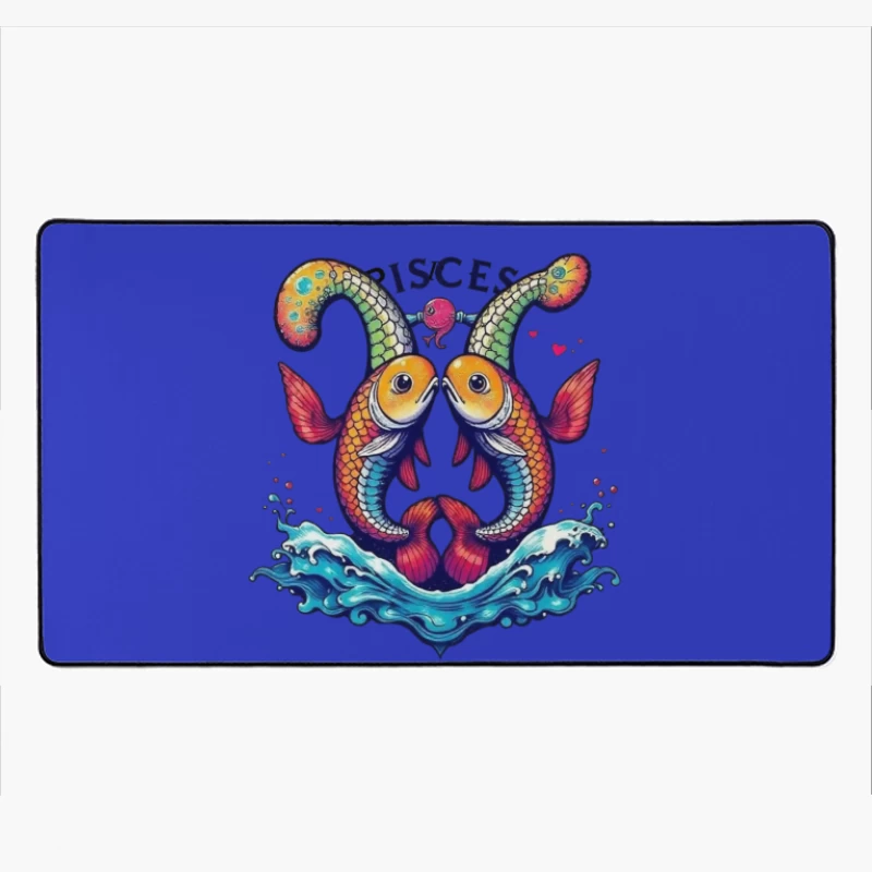 Colorful Pisces Astrology Illustration Desk Mat
