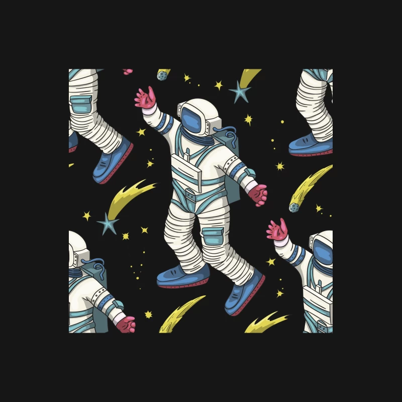 Astronautenmuster mit Sternschnuppen Herren T-Shirt
