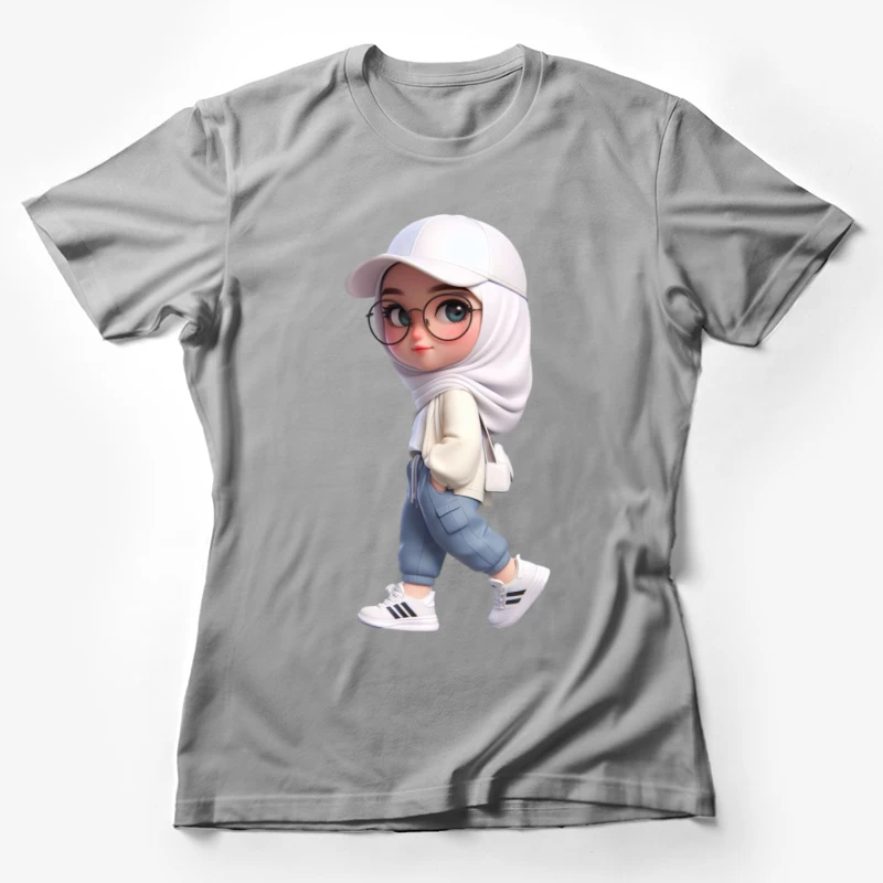 Stilvolles Mädchen mit Brille und Hijab Damen T-Shirt