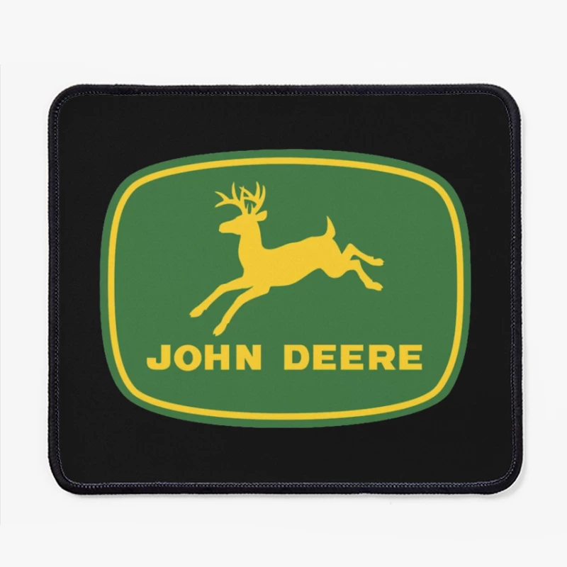 John Deere Classic Green and Yellow Logo with Leaping Deer Mouse Pad