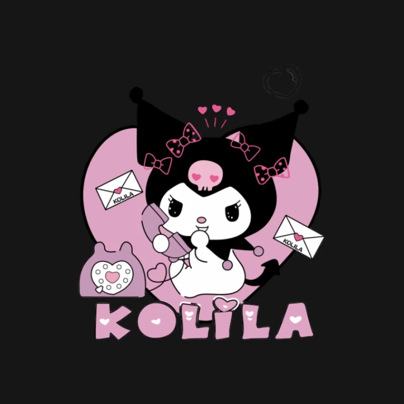 Süßes Kuromi-Design mit Telefon und Briefen Damen Langarm T-Shirt