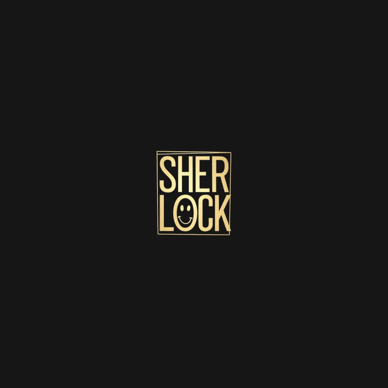 Sherlock Smiley Logo: Minimalist Yellow Text Design Desk Mat