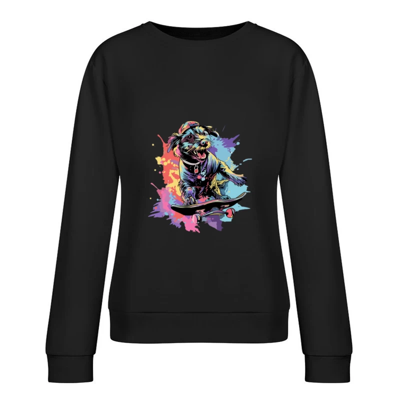 Skateboard-Fahrt eines stilvollen Hundes Damen Pullover Sweatshirt