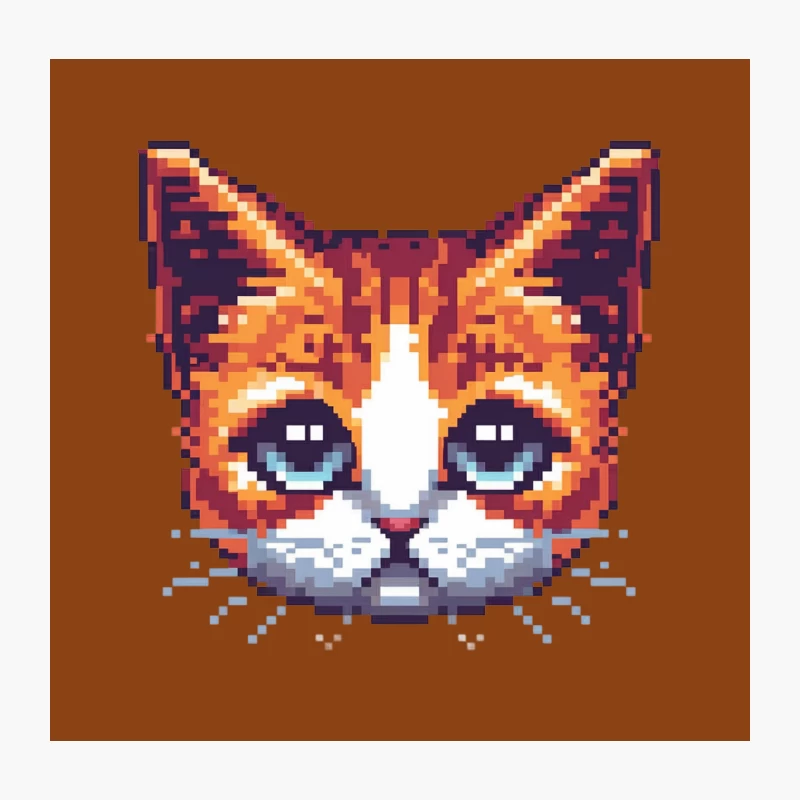 Cute Pixel Art Orange Tabby Cat in Retro Gaming Style Throw Pillow