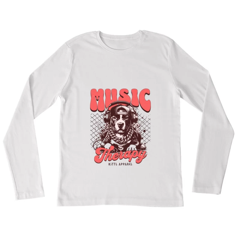 Musiktherapie Hund Kopfhörer Design Damen Langarm T-Shirt