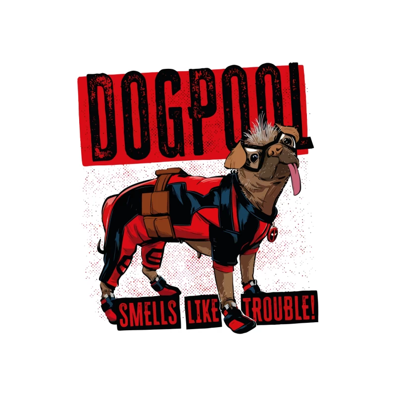 Funny "Dogpool" Pug Superhero Comic Style T-Shirt Design Mouse Pad