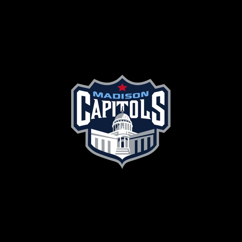 Madison Capitols Hockey Team Logo featuring Wisconsin State Capitol Building Travel Mug