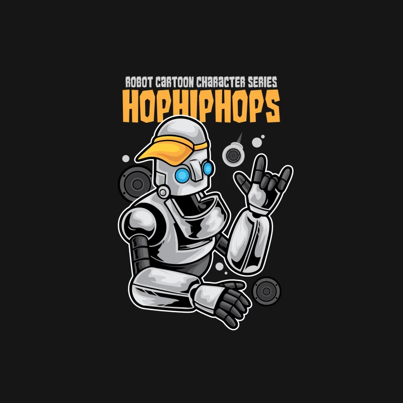 Stylischer Roboter mit orangefarbener Mütze Herren T-Shirt
