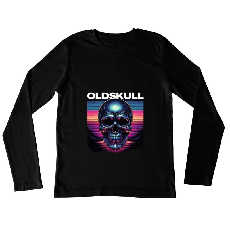 Retro Synthwave Neon Skull Artwork Female Long Sleeve T-Shirt