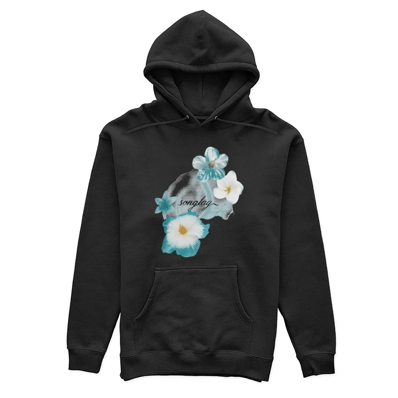 Blumen und Schriftzug Kunst Damen Pullover Hoodie