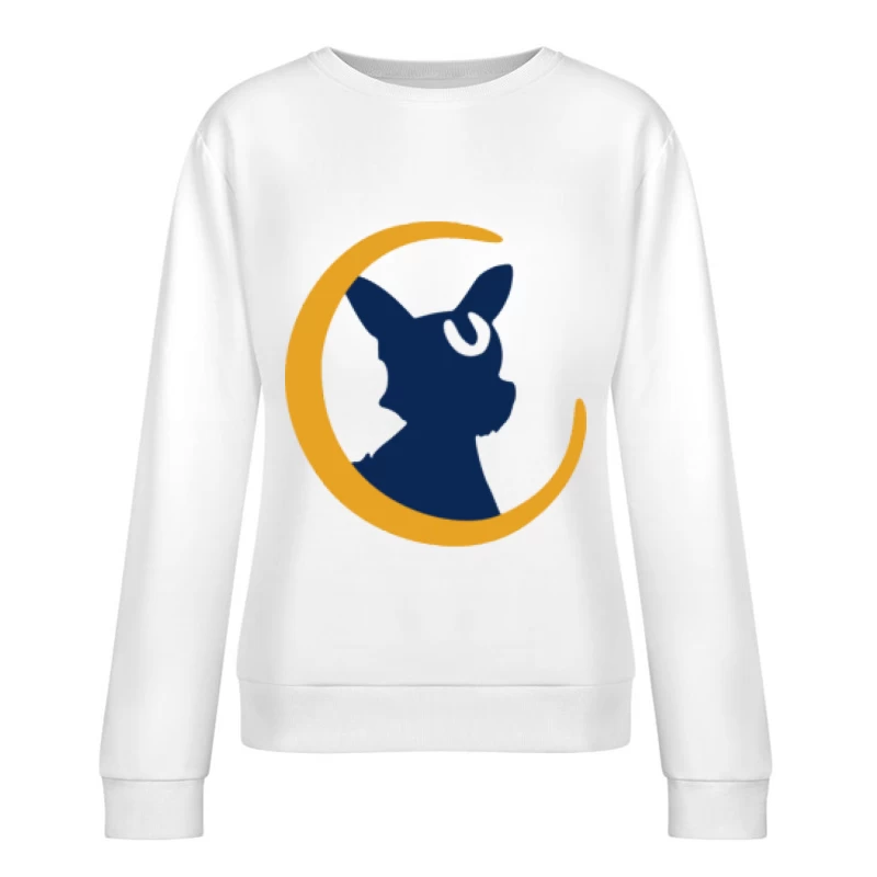 Siluette eines Mond-Katzen-Designs Damen Pullover Sweatshirt