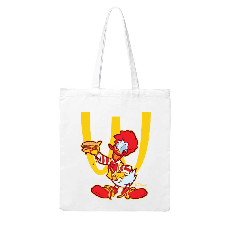 Cartoon Fast Food Character Holding a Burger Cotton Tote Bag